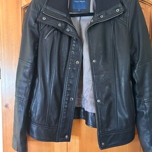 Cole Haan Black Leather Motorcycle Jacket